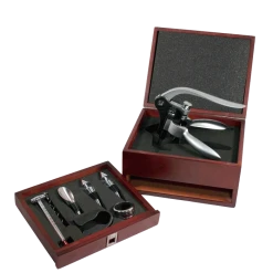 Lever Model Corkscrews Pampered Grape Wizard Satin Finish Corkscrew With Drawer Set