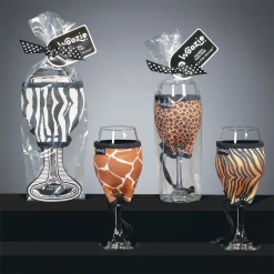 Wine Woozie Wine Glass Accessories Woozie Designer Safari Collection Party Pack