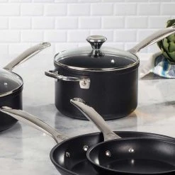 Le Creuset 4 Quart Toughened Nonstick Pro Saucepan W/Glass Lid Le Creuset Saucepans