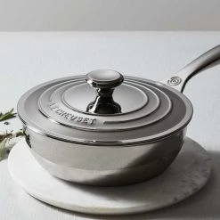 Le Creuset Saucepans Le Creuset 2 Quart Stainless Steel Saucier Pan 8 Le Creuset Saucepans Le Creuset 2 Quart Stainless Steel Saucier Pan