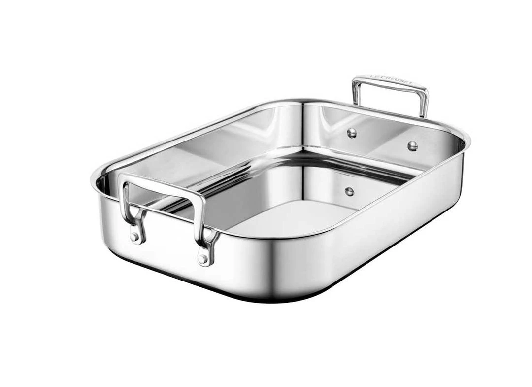 Le Creuset Large Stainless Steel Roasting Pan W/Nonstick Rack Le Creuset Bakeware 2 Le Creuset Large Stainless Steel Roasting Pan W/Nonstick Rack Le Creuset Bakeware