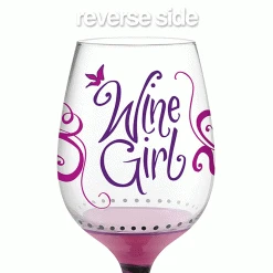 Epic Products Decorated Painted Glassware Wine Girl Hand-Decorated Wine Glass
