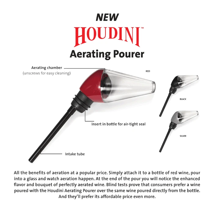 Metrokane Houdini Pourer / Aerator - Silver 1 Metrokane Houdini Pourer / Aerator - Silver