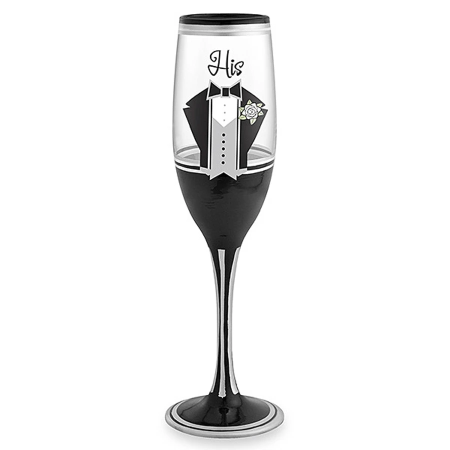 Epic Products Decorated Painted Glassware His Hand-Decorated Champagne Flute 1 Epic Products Decorated Painted Glassware His Hand-Decorated Champagne Flute