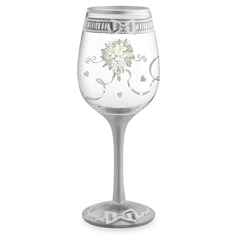 Epic Products Something New Bridal Hand-Decorated Wine Glass Decorated Painted Glassware 1 Epic Products Something New Bridal Hand-Decorated Wine Glass Decorated Painted Glassware