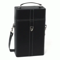 True Fabrications Milano Faux Leather 2-Bottle Wine Travel Case