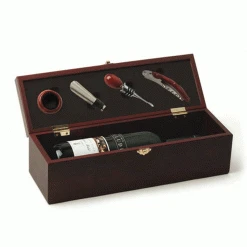 Corkscrew Sets True Fabrications Premium Cherry-Stained Wood Single Bottle Accessory Gift Set