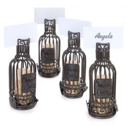 Epic Products Wine Bottle Cork Cage Table Place Card Holder Set Cork Presentation