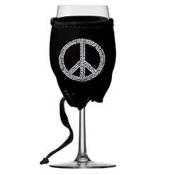 Wine Woozie Woozie Bling Peace Sign Wine Glass Accessories